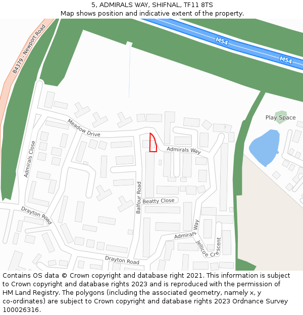5, ADMIRALS WAY, SHIFNAL, TF11 8TS: Location map and indicative extent of plot