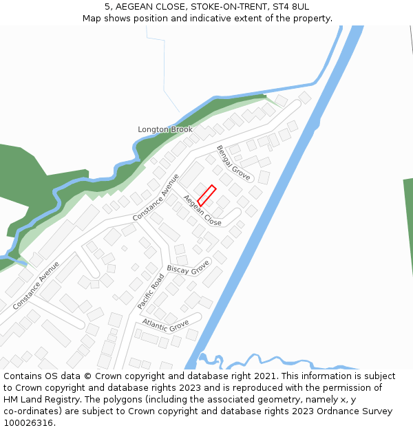 5, AEGEAN CLOSE, STOKE-ON-TRENT, ST4 8UL: Location map and indicative extent of plot