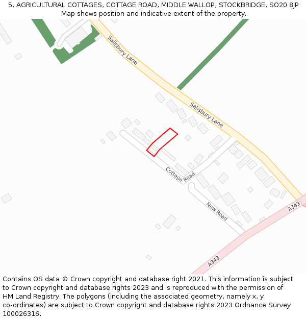 5, AGRICULTURAL COTTAGES, COTTAGE ROAD, MIDDLE WALLOP, STOCKBRIDGE, SO20 8JP: Location map and indicative extent of plot