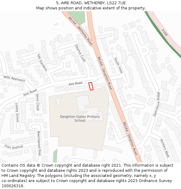 5, AIRE ROAD, WETHERBY, LS22 7UE: Location map and indicative extent of plot