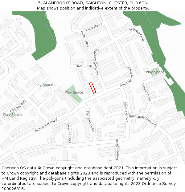 5, ALANBROOKE ROAD, SAIGHTON, CHESTER, CH3 6DN: Location map and indicative extent of plot