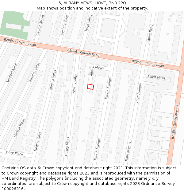 5, ALBANY MEWS, HOVE, BN3 2PQ: Location map and indicative extent of plot