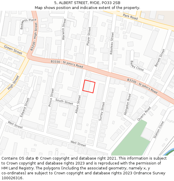 5, ALBERT STREET, RYDE, PO33 2SB: Location map and indicative extent of plot