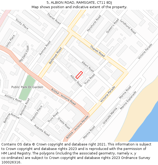 5, ALBION ROAD, RAMSGATE, CT11 8DJ: Location map and indicative extent of plot