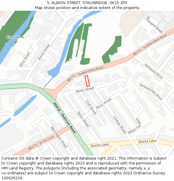 5, ALBION STREET, STALYBRIDGE, SK15 2PX: Location map and indicative extent of plot