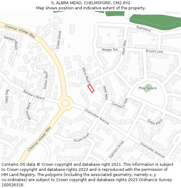 5, ALBRA MEAD, CHELMSFORD, CM2 6YG: Location map and indicative extent of plot