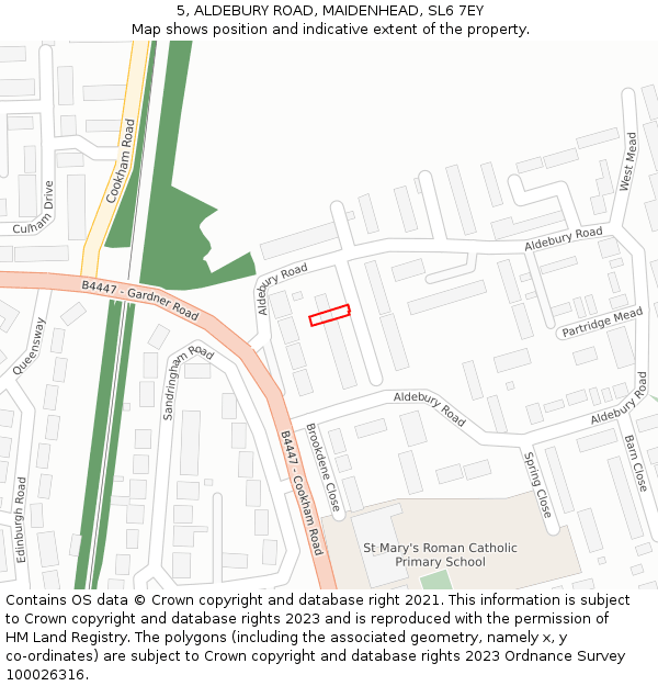 5, ALDEBURY ROAD, MAIDENHEAD, SL6 7EY: Location map and indicative extent of plot