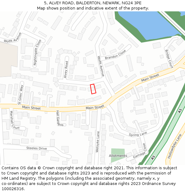 5, ALVEY ROAD, BALDERTON, NEWARK, NG24 3PE: Location map and indicative extent of plot