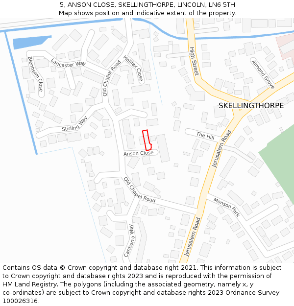 5, ANSON CLOSE, SKELLINGTHORPE, LINCOLN, LN6 5TH: Location map and indicative extent of plot