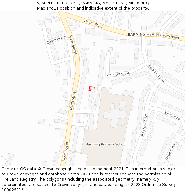 5, APPLE TREE CLOSE, BARMING, MAIDSTONE, ME16 9HQ: Location map and indicative extent of plot