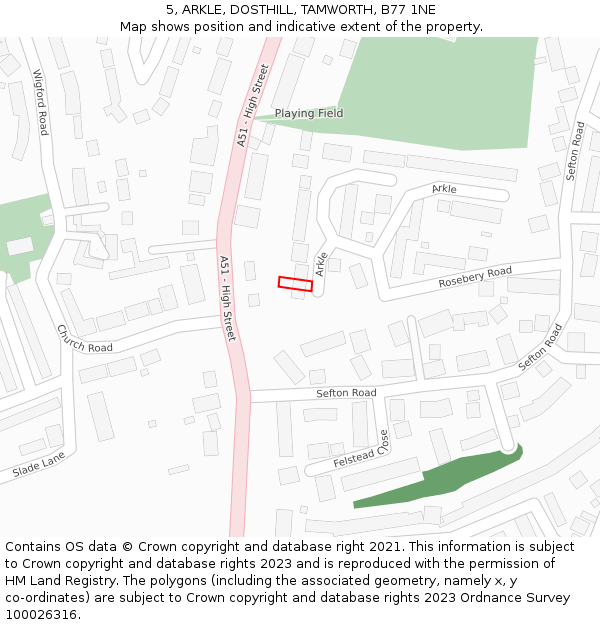 5, ARKLE, DOSTHILL, TAMWORTH, B77 1NE: Location map and indicative extent of plot