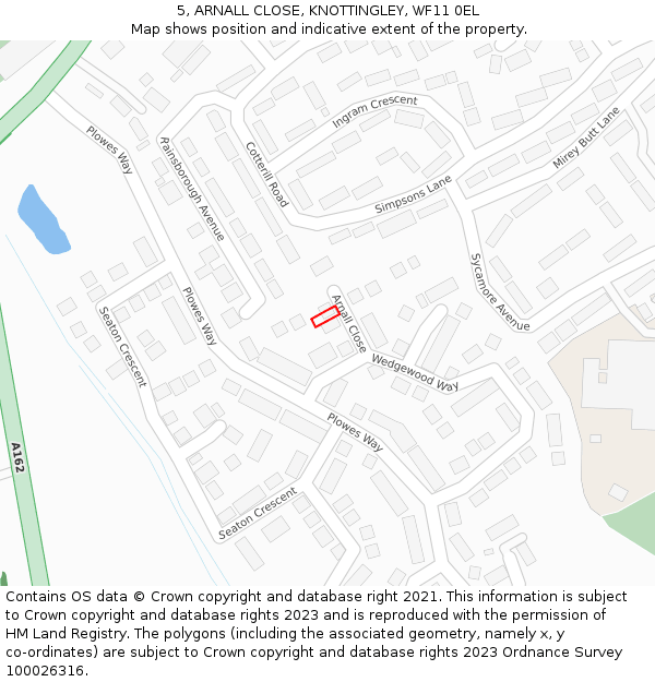 5, ARNALL CLOSE, KNOTTINGLEY, WF11 0EL: Location map and indicative extent of plot