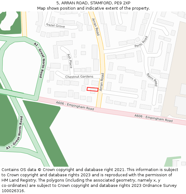 5, ARRAN ROAD, STAMFORD, PE9 2XP: Location map and indicative extent of plot