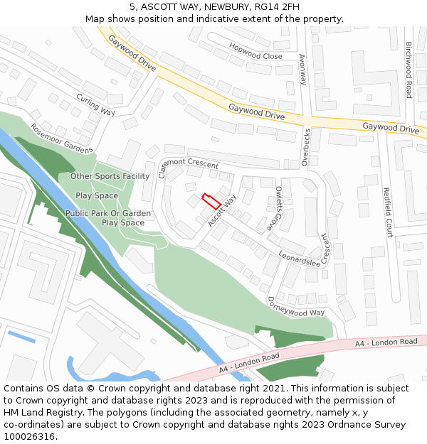 5, ASCOTT WAY, NEWBURY, RG14 2FH: Location map and indicative extent of plot