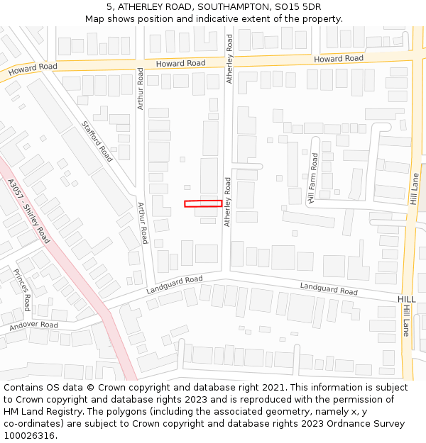 5, ATHERLEY ROAD, SOUTHAMPTON, SO15 5DR: Location map and indicative extent of plot