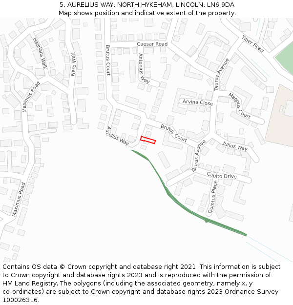 5, AURELIUS WAY, NORTH HYKEHAM, LINCOLN, LN6 9DA: Location map and indicative extent of plot