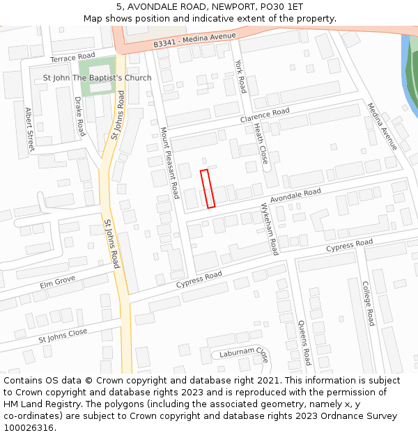 5, AVONDALE ROAD, NEWPORT, PO30 1ET: Location map and indicative extent of plot