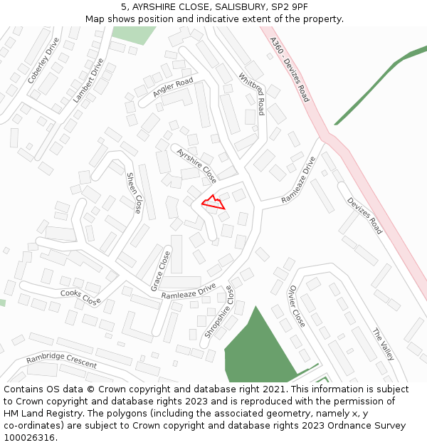 5, AYRSHIRE CLOSE, SALISBURY, SP2 9PF: Location map and indicative extent of plot