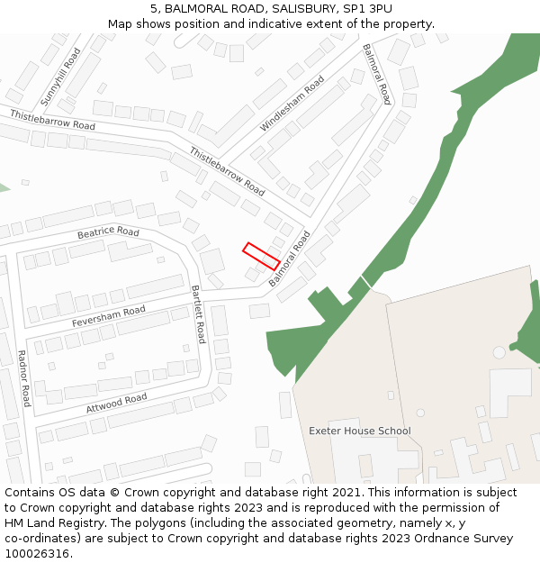 5, BALMORAL ROAD, SALISBURY, SP1 3PU: Location map and indicative extent of plot