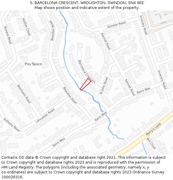 5, BARCELONA CRESCENT, WROUGHTON, SWINDON, SN4 9EE: Location map and indicative extent of plot