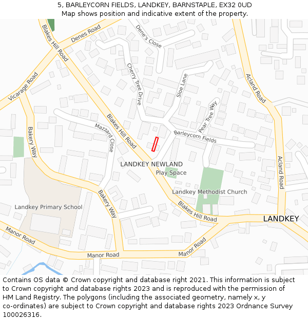 5, BARLEYCORN FIELDS, LANDKEY, BARNSTAPLE, EX32 0UD: Location map and indicative extent of plot