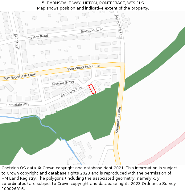 5, BARNSDALE WAY, UPTON, PONTEFRACT, WF9 1LS: Location map and indicative extent of plot