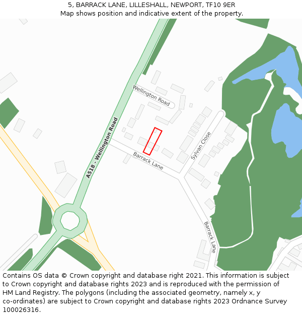 5, BARRACK LANE, LILLESHALL, NEWPORT, TF10 9ER: Location map and indicative extent of plot