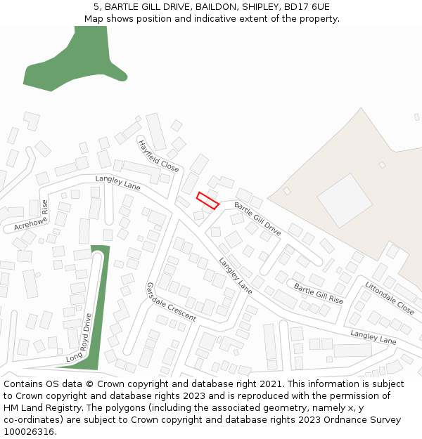 5, BARTLE GILL DRIVE, BAILDON, SHIPLEY, BD17 6UE: Location map and indicative extent of plot
