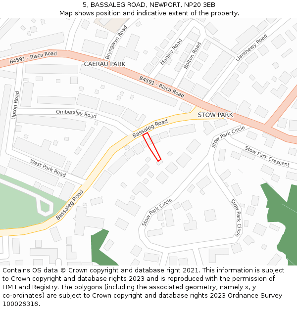 5, BASSALEG ROAD, NEWPORT, NP20 3EB: Location map and indicative extent of plot