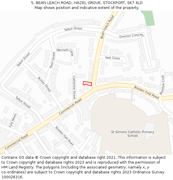 5, BEAN LEACH ROAD, HAZEL GROVE, STOCKPORT, SK7 4LD: Location map and indicative extent of plot