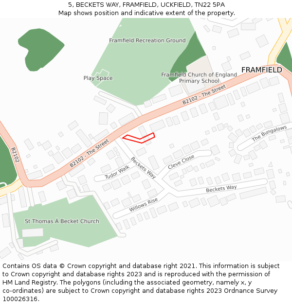 5, BECKETS WAY, FRAMFIELD, UCKFIELD, TN22 5PA: Location map and indicative extent of plot