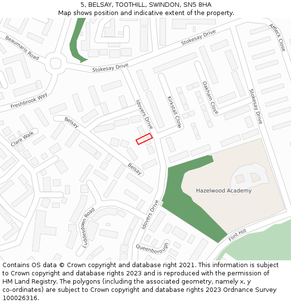 5, BELSAY, TOOTHILL, SWINDON, SN5 8HA: Location map and indicative extent of plot