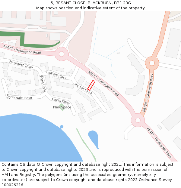 5, BESANT CLOSE, BLACKBURN, BB1 2RG: Location map and indicative extent of plot