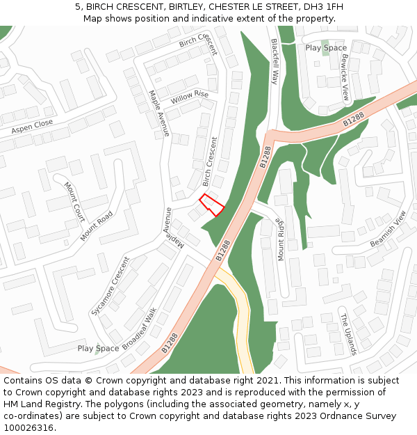 5, BIRCH CRESCENT, BIRTLEY, CHESTER LE STREET, DH3 1FH: Location map and indicative extent of plot