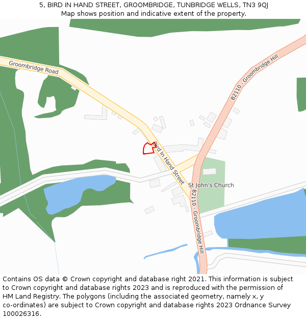 5, BIRD IN HAND STREET, GROOMBRIDGE, TUNBRIDGE WELLS, TN3 9QJ: Location map and indicative extent of plot