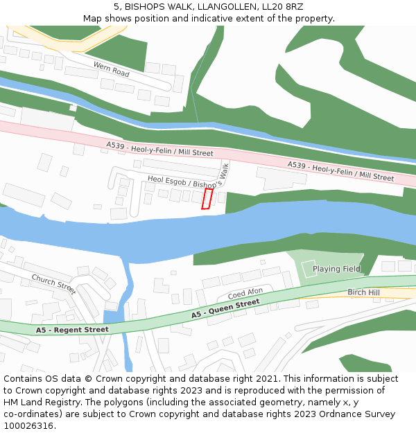 5, BISHOPS WALK, LLANGOLLEN, LL20 8RZ: Location map and indicative extent of plot