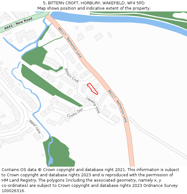 5, BITTERN CROFT, HORBURY, WAKEFIELD, WF4 5PD: Location map and indicative extent of plot