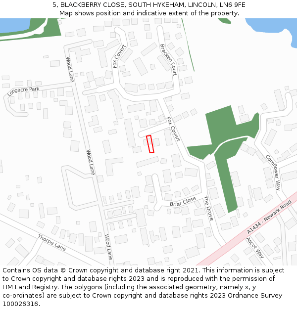 5, BLACKBERRY CLOSE, SOUTH HYKEHAM, LINCOLN, LN6 9FE: Location map and indicative extent of plot