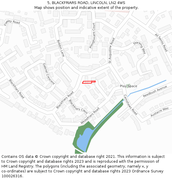 5, BLACKFRIARS ROAD, LINCOLN, LN2 4WS: Location map and indicative extent of plot