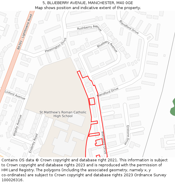 5, BLUEBERRY AVENUE, MANCHESTER, M40 0GE: Location map and indicative extent of plot