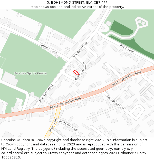 5, BOHEMOND STREET, ELY, CB7 4PP: Location map and indicative extent of plot