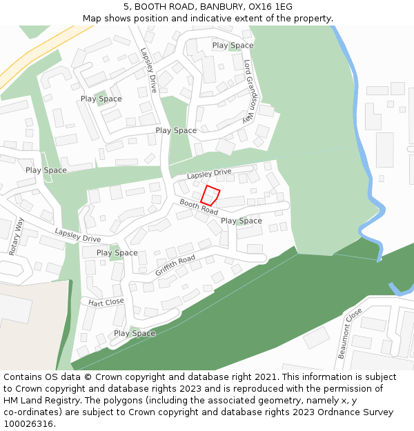 5, BOOTH ROAD, BANBURY, OX16 1EG: Location map and indicative extent of plot