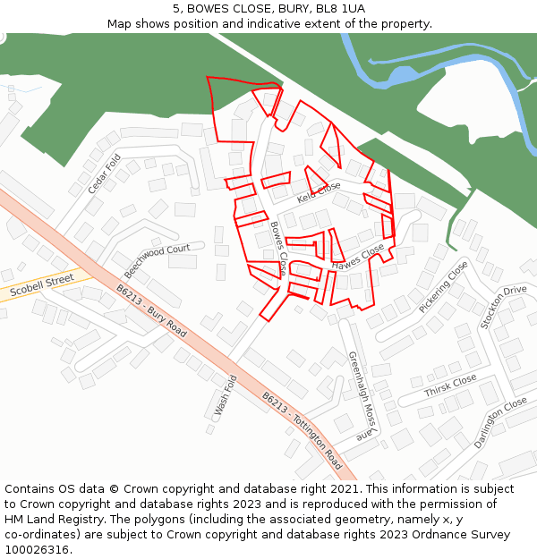 5, BOWES CLOSE, BURY, BL8 1UA: Location map and indicative extent of plot