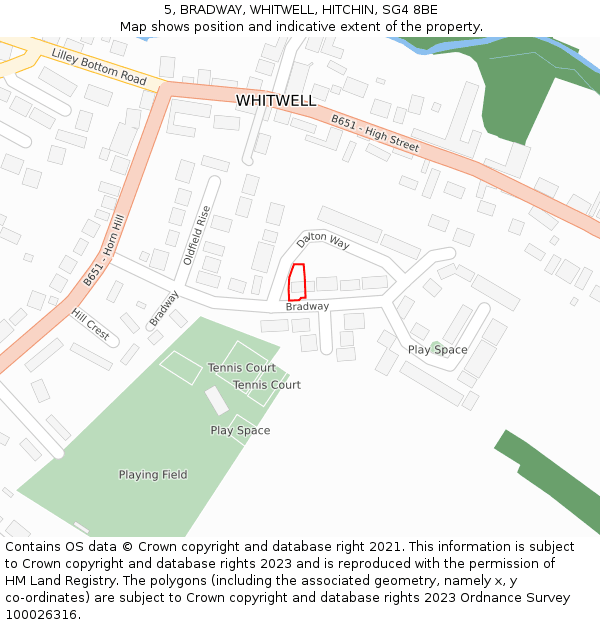 5, BRADWAY, WHITWELL, HITCHIN, SG4 8BE: Location map and indicative extent of plot