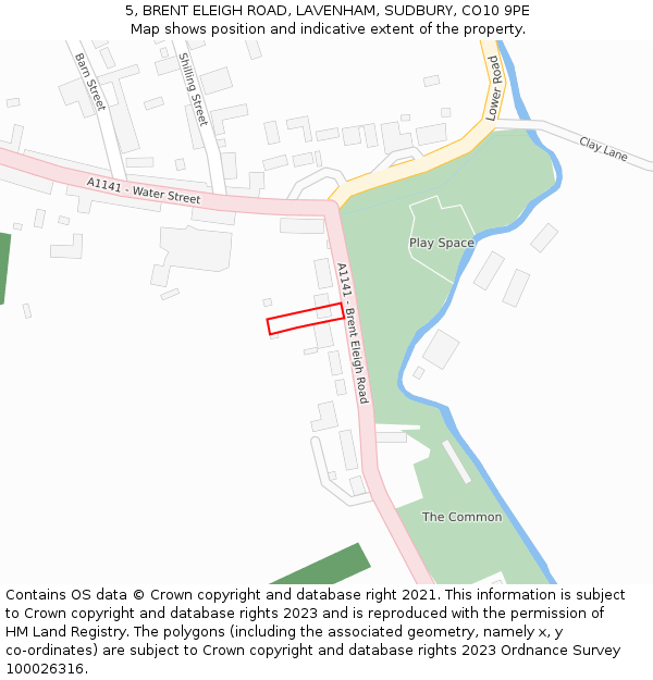 5, BRENT ELEIGH ROAD, LAVENHAM, SUDBURY, CO10 9PE: Location map and indicative extent of plot