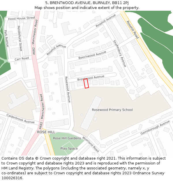 5, BRENTWOOD AVENUE, BURNLEY, BB11 2PJ: Location map and indicative extent of plot