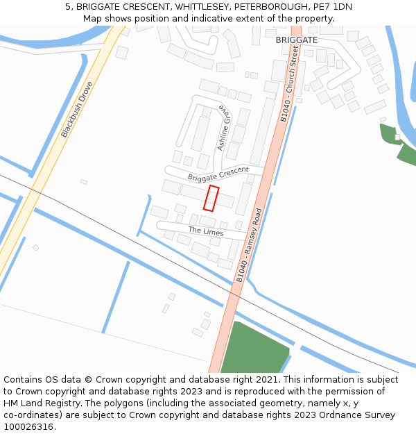 5, BRIGGATE CRESCENT, WHITTLESEY, PETERBOROUGH, PE7 1DN: Location map and indicative extent of plot