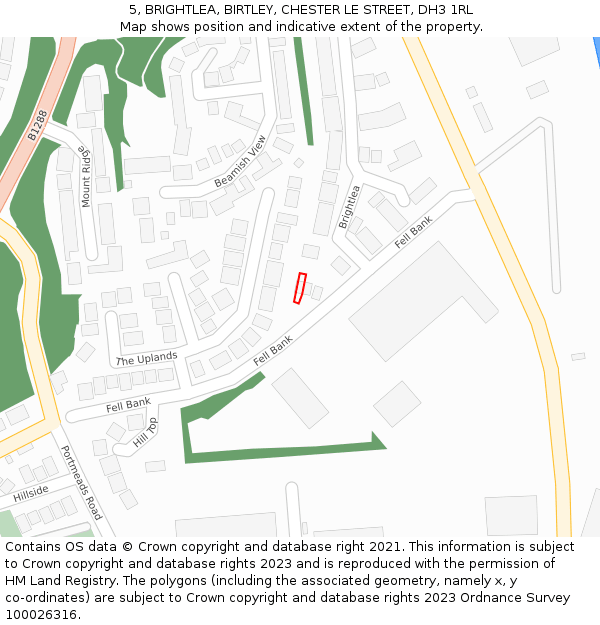 5, BRIGHTLEA, BIRTLEY, CHESTER LE STREET, DH3 1RL: Location map and indicative extent of plot