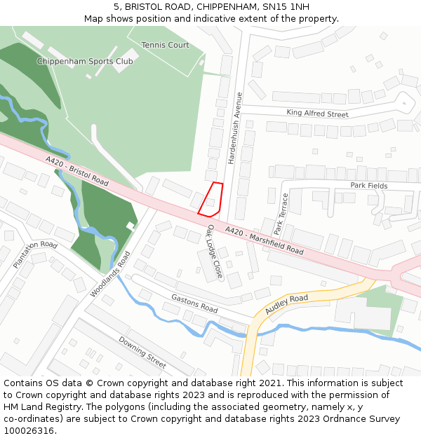 5, BRISTOL ROAD, CHIPPENHAM, SN15 1NH: Location map and indicative extent of plot