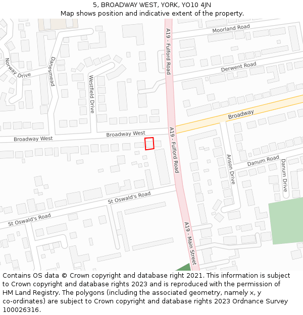 5, BROADWAY WEST, YORK, YO10 4JN: Location map and indicative extent of plot